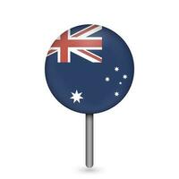 Map pointer with contry Australia. Australia flag. Vector illustration.