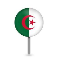 Map pointer with contry Algeria. Algeria flag. Vector illustration.