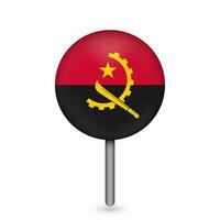 Map pointer with contry Angola. Angola flag. Vector illustration.