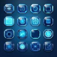 symbol blue glass button ai generated photo