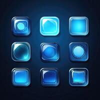 shape blue glass button ai generated photo