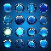 shape blue glass button ai generated photo