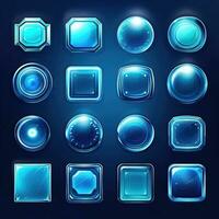 glossy blue glass button ai generated photo