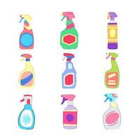 bathroom cleaner set cartoon vector illustration