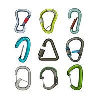 carabiner clip set cartoon vector illustration