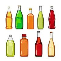 glass bottle soda set cartoon vector illustration