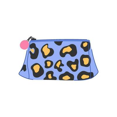 School pencil case cartoon in doodle retro style. Back to school