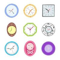 wall clock set cartoon vector illustration