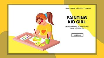 art painting kid girl vector