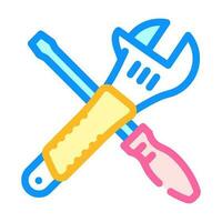 screwdriver and wrench tool work color icon vector illustration