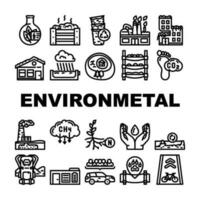 engineer environmental technology icons set vector