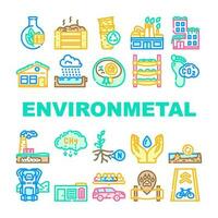 engineer environmental technology icons set vector