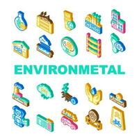 engineer environmental technology icons set vector