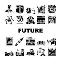 future technology digital data icons set vector