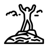 mountaineer on the top adventure line icon vector illustration