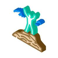 mountaineer on the top adventure isometric icon vector illustration