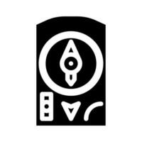 Brújula alpinismo aventuras glifo icono vector ilustración