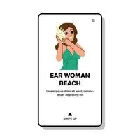 young ear woman beach vector