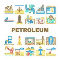 oil industry petroleum energy gas icons set vector