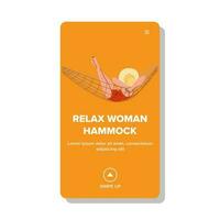 young relax woman hammock vector