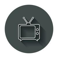 Tv Icon vector illustration in line style. Television symbol for web site design, logo, app, ui with long shadow.