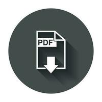 PDF download vector icon. Simple flat pictogram for business, marketing, internet concept. Vector illustration with long shadow.