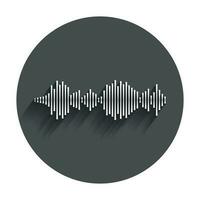 Vector sound waveforms icon. Sound waves and musical pulse vector illustration with long shadow.