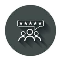 Customer reviews, rating, user feedback concept vector icon. Flat illustration with long shadow.