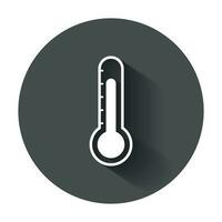 Thermometer icon. Goal flat vector illustration with long shadow.