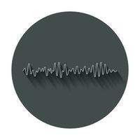 Vector sound waveforms icon. Sound waves and musical pulse vector illustration with long shadow.