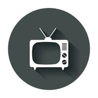 Tv Icon vector illustration in flat style. Television symbol for web site design, logo, app, ui with long shadow.