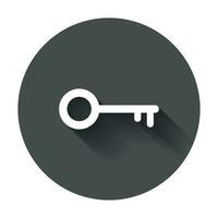 Key Icon vector illustration in flat style. Unlock symbol for web site design, logo, app, ui with long shadow.