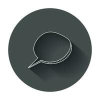 Hand drawn thought speech bubble on black background. Infographic design. Bubble with long shadow. vector