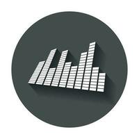 Vector sound waveforms icon. Sound waves and musical pulse vector illustration with long shadow.