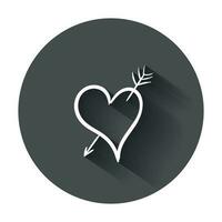 Hand drawn hearts icon. Love vector illustration with long shadow.