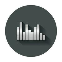 Vector sound waveforms icon. Sound waves and musical pulse vector illustration with long shadow.