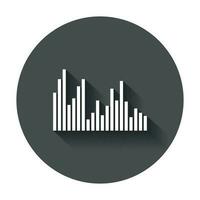 Vector sound waveforms icon. Sound waves and musical pulse vector illustration with long shadow.