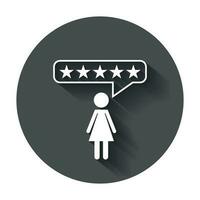 Customer reviews, rating, user feedback concept vector icon. Flat illustration with long shadow.