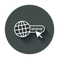 Go to web icon. Internet flat vector illustration for website with long shadow.