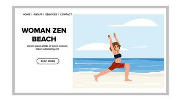 meditación mujer zen playa vector