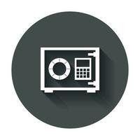 Money safe icon. Vector illustration in flat style with long shadow.