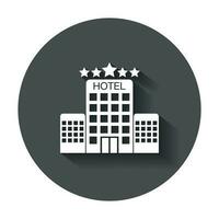 Hotel icon. Simple flat pictogram for business, marketing, internet concept with long shadow. vector