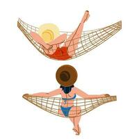 summer woman hammock beach vector