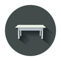 Vector table for object presentation. Empty white top table with long shadow.