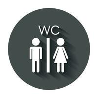 Vector toilet, restroom icon. Modern man and woman flat pictogram. Simple flat symbol with long shadow.