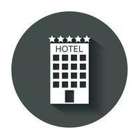 Hotel icon. Simple flat pictogram for business, marketing, internet concept with long shadow. vector