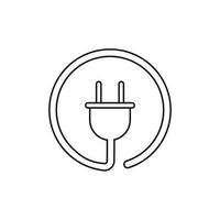 Plug vector icon in line style. Power wire cable flat illustration.