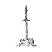 arthur Excalibur sword in the stone ai generated photo