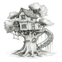 house whimsical treehouse ai generated photo
