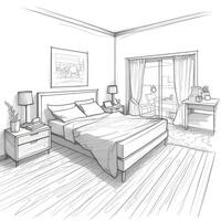 home cozy bedroom bed ai generated photo